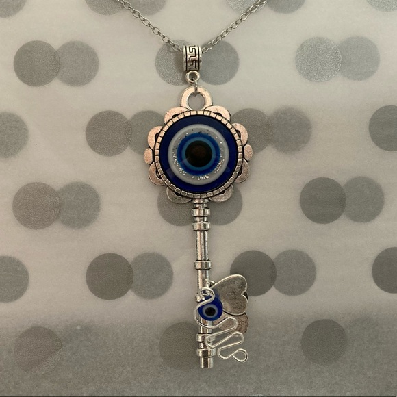 2-Piece! Evil Eye Key Necklace With Nose Cuff Set - Picture 1 of 4